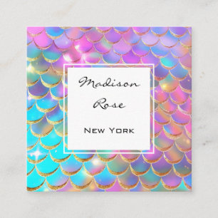 Farbenfrohe Pastel Rainbow Unicorn Goldmedaille Quadratische Visitenkarte