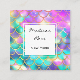 Farbenfrohe Pastel Rainbow Unicorn Goldmedaille Quadratische Visitenkarte