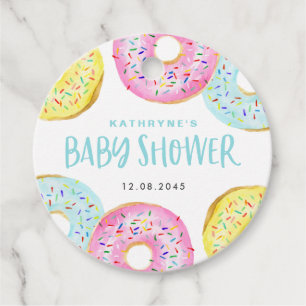 Farbenfrohe Pastel Sprinkle Donuts Kinderdusche Geschenkanhänger