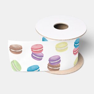 Farbenfrohe Pastel Watercolor Französische Macaron Satinband