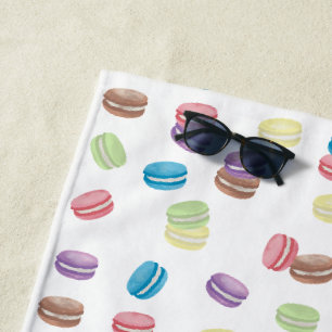Farbenfrohe Pastel Watercolor Französische Macaron Strandtuch