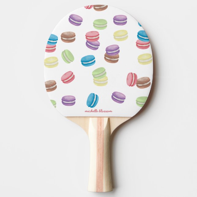 Farbenfrohe Pastel Watercolor Französische Macaron Tischtennis Schläger (Vorderseite)