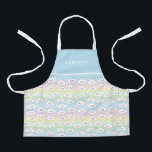 Farbenfrohe Pastel Waves Kawaii Wolken Muster Kids Schürze<br><div class="desc">Fügen Sie Ihrer Küche einen niedlichen und farbenfrohen Akzent mit diesem kawaii Wolken Muster Kinder Schürze. Es zeigt kawaii Wolken mit bunten pastellfarbenen Wellen Muster. Diese Emoji-Wolkenmuster-Schürze ist ein Geschenk.</div>