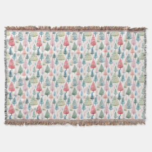Farbenfrohe Pastel Weihnachtsbaum Muster Decke