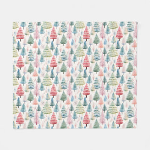 Farbenfrohe Pastel Weihnachtsbaum Muster Fleecedecke
