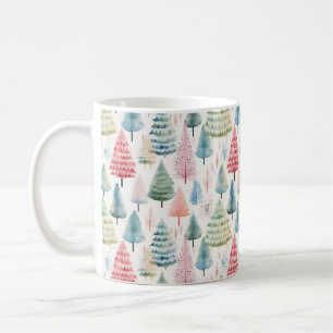 Farbenfrohe Pastel Weihnachtsbaum Muster Kaffeetasse