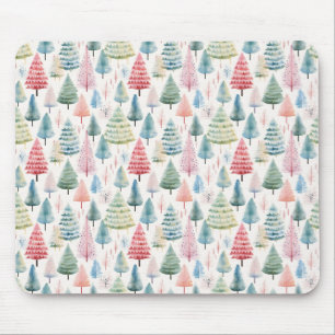 Farbenfrohe Pastel Weihnachtsbaum Muster Mousepad