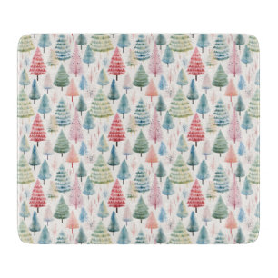 Farbenfrohe Pastel Weihnachtsbaum Muster Schneidebrett