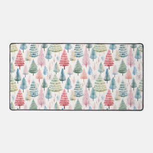 Farbenfrohe Pastel Weihnachtsbaum Muster Schreibtischunterlage