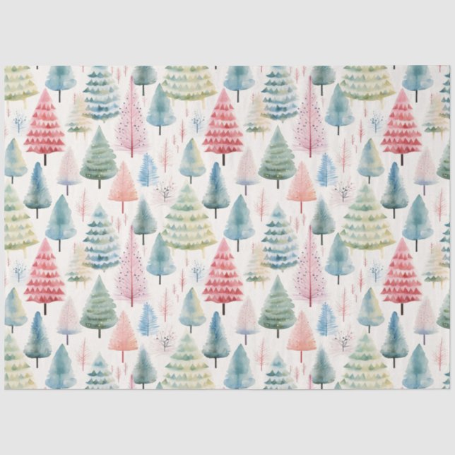 Farbenfrohe Pastel Weihnachtsbaum Muster Seidenpapier (Vorderseite)
