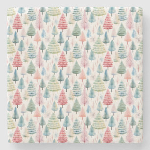 Farbenfrohe Pastel Weihnachtsbaum Muster Steinuntersetzer