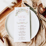 Farbenfrohe Pastel-Wildblumen Hochzeitkarte Einladung<br><div class="desc">Diese wunderschönen Menükarten fügen eine perfekte Touch zu Ihrer Hochzeit / besondere Anlass. Das elegante Design besticht durch weiche Aquarellblumen und moderne Typografie.</div>