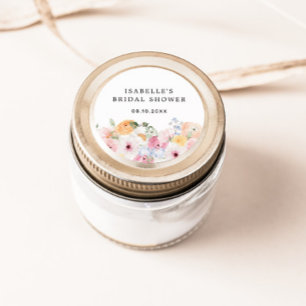 Farbenfrohe Pastell-Blumen-Brautparty Runder Aufkleber