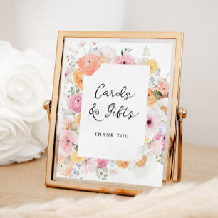 Farbenfrohe Pastell Blumenkarten und Geschenke Unt Poster