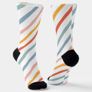Farbenfrohe Pastell-Diagonalstreifen Socken