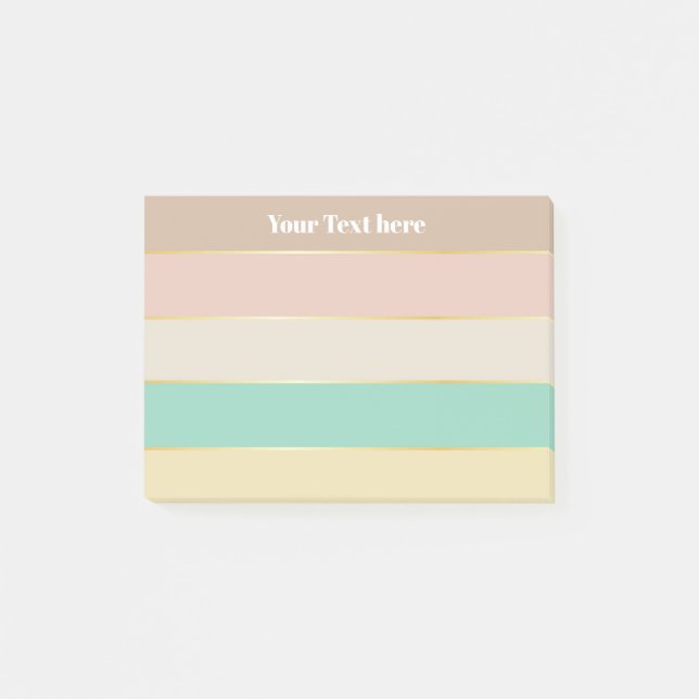 Farbenfrohe Pastell Gold Personalisierte Farbstrei Post-it Klebezettel (Vorderseite)