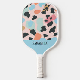 Farbenfrohe Pastell Leopard Druck Nahtloses Muster Pickleball Schläger