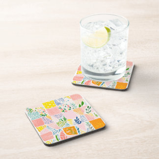Farbenfrohe Pastell-Patchwork-Preppy Getränkeuntersetzer