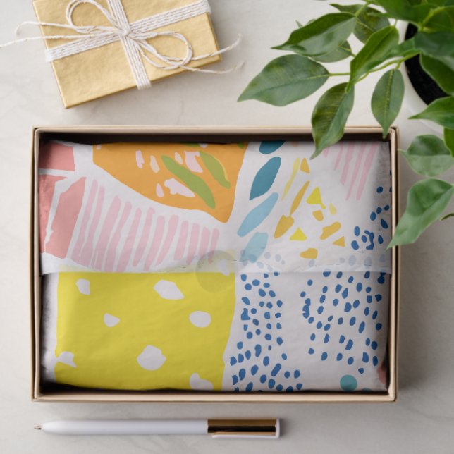 Farbenfrohe Pastell-Patchwork-Preppy Seidenpapier (Geschenk)