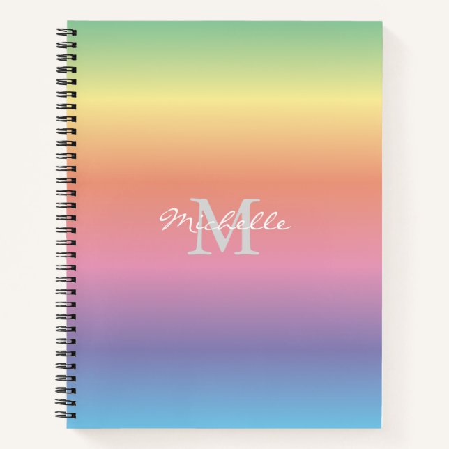 Farbenfrohe Pastell-Regenbogen-Farbeneinfarbigkeit Notizbuch (Vorderseite)