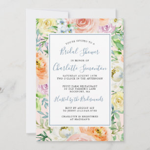 Farbenfrohe Pastell Spring Blume Brautparty Einladung