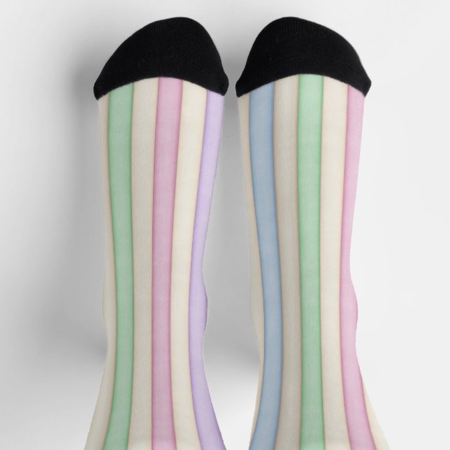 Farbenfrohe Pastelle gestörte Streifen Socken (Oben)