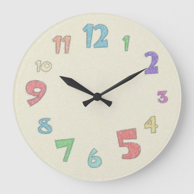 farbenfrohe Pastelle Große Wanduhr (Vorderseite)