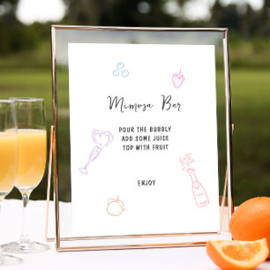 Farbenfrohe Pastelle Hand Drawn Mimosa Bar Poster