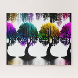 Farbenfrohe Pastelle mit schwarzen Silhouetten