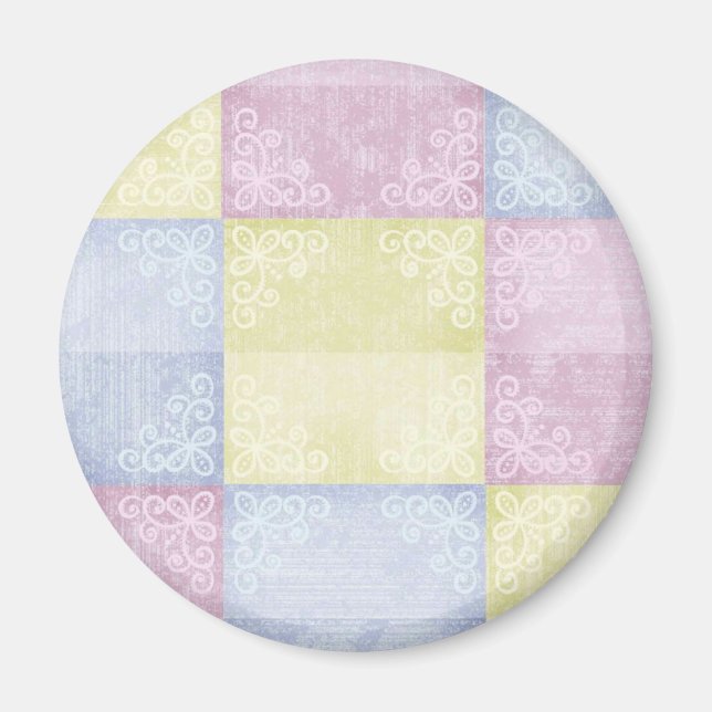 Farbenfrohe Pastelle Patchwork Magnet (Vorne)