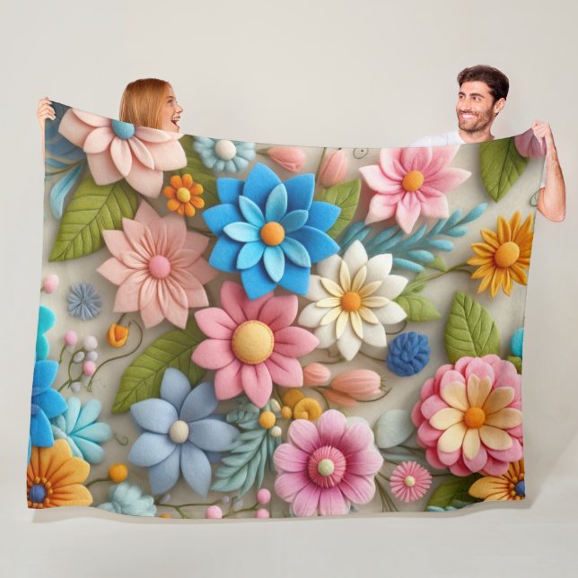 Farbenfrohe Pastelle Spring 3D Filz Florenz Kunst, Fleecedecke (Beispiel)