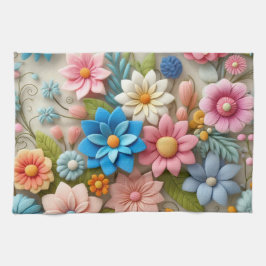 Farbenfrohe Pastelle Spring 3D Filz Florenz Kunst, Geschirrtuch