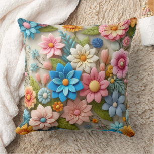 Farbenfrohe Pastelle Spring 3D Filz Florenz Kunst, Kissen