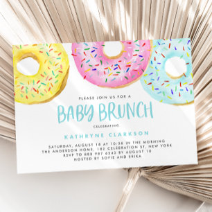 Farbenfrohe Pastelle Sprinkle Donuts Baby Brunch Einladung