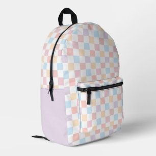 Farbenfrohe Pastellfarben Niedliches kariertes Mus Bedruckter Rucksack