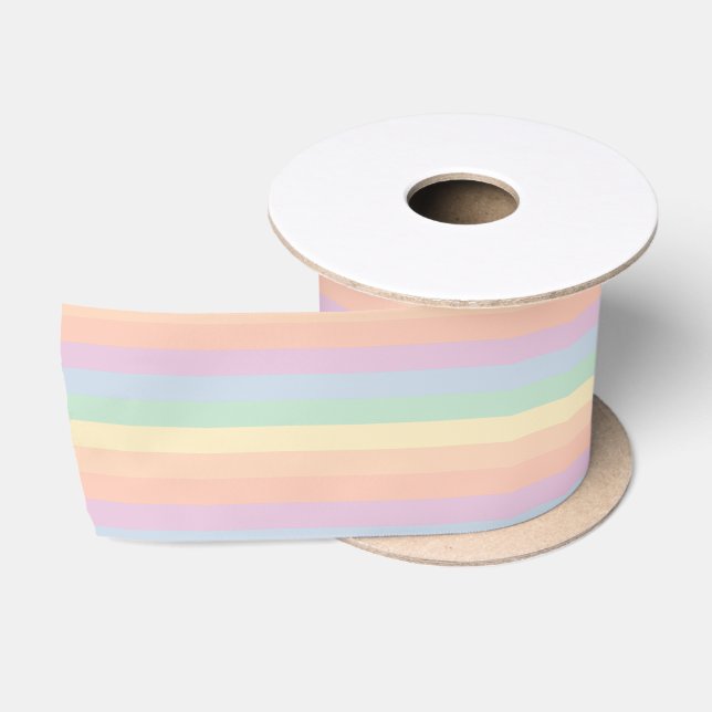Farbenfrohe Pastellfarben Regenbogen Streifen Must Satinband (Spule)