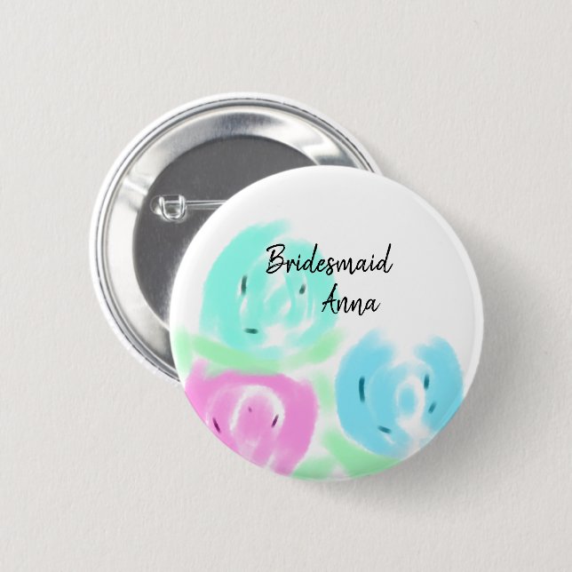 Farbenfrohe pastellfarbene Aquarellbräune Button (Vorne & Hinten)