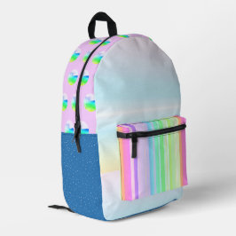 Farbenfrohe, pastellfarbene, pastellfarbene Regenb Bedruckter Rucksack