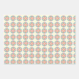 Farbenfrohe pastellfarbene rosa Blume Muster anpas Geschenkpapier Set