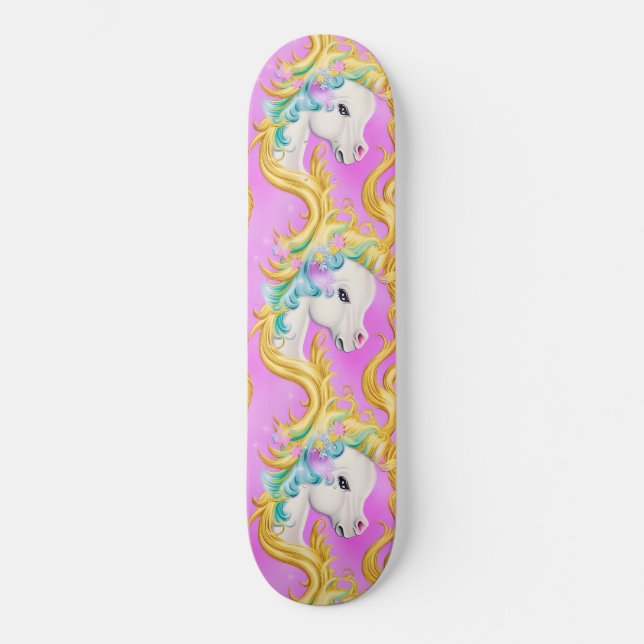 Farbenfrohe Pastelltöne mit barockem Rokoko Skateboard (Vorderseite)
