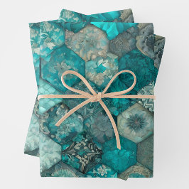 Farbenfrohe Patchwork-Blätter zum Verpacken von Pa Geschenkpapier Set