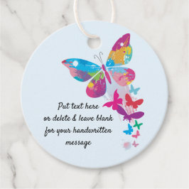 Farbenfrohe Patchwork-Butterfliege Greifkarte Geschenkanhänger