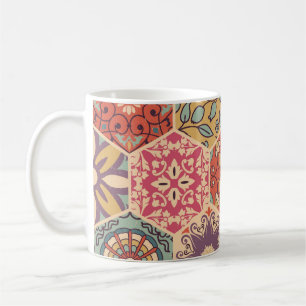 Farbenfrohe Patchwork-Fliesen Kaffeetasse