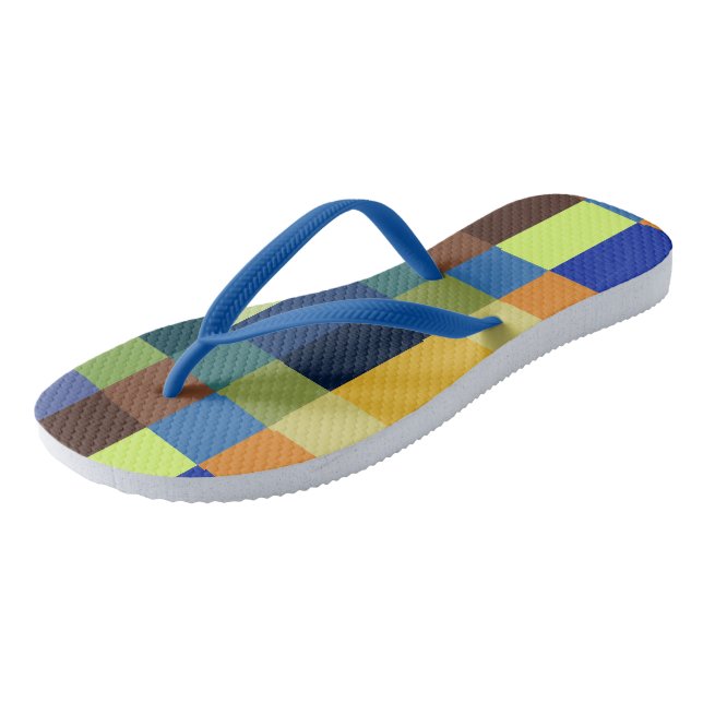 Farbenfrohe Patchwork Flip Flops (Schrägansicht)