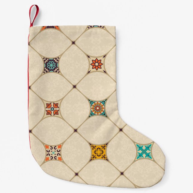 Farbenfrohe Patchwork Islam Arabisch Tile Kleiner Weihnachtsstrumpf (Vorderseite)