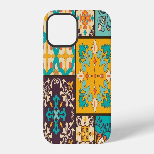 Farbenfrohe Patchwork-Islam-Fliese nahtlos iPhone 12 Hülle (Rückseite)