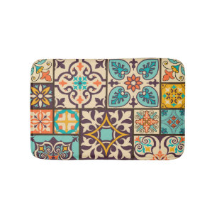 Farbenfrohe Patchwork Islam Motifs Tile Badematte