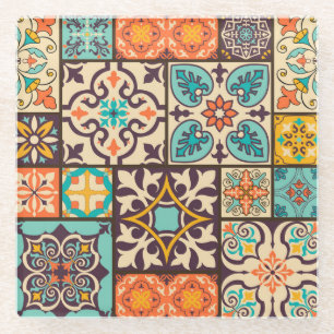 Farbenfrohe Patchwork Islam Motifs Tile Glasuntersetzer