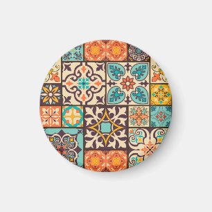 Farbenfrohe Patchwork Islam Motifs Tile Magnet