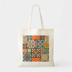 Farbenfrohe Patchwork Islam Motifs Tile Tragetasche
